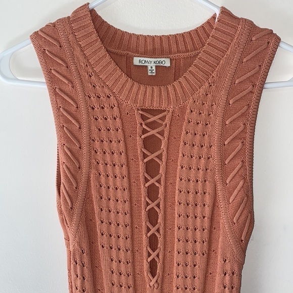 Ronny Kobo Shira Needle Stitch Lace Up Knit Dress - Picture 5 of 8